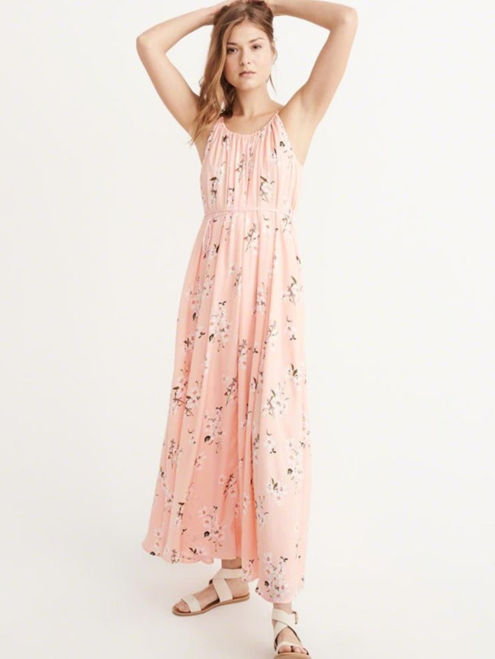 Abercrombie & Fitch Light Pink Floral Maxi Dress Size XS